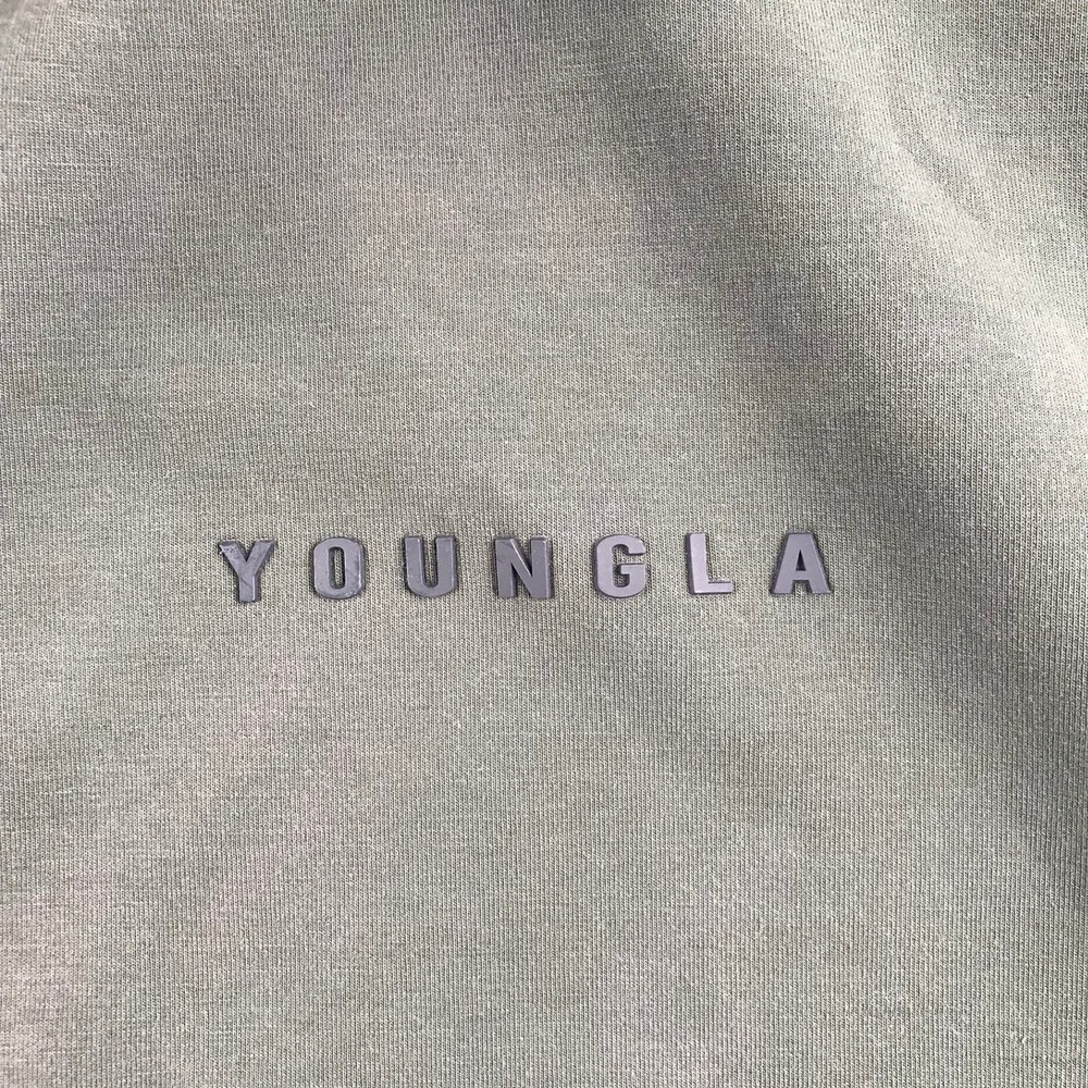 YoungLA Tux Track Jacket Mens M Sage Green Full Zip Mock Neck Activewear #541 - Picture 4 of 13